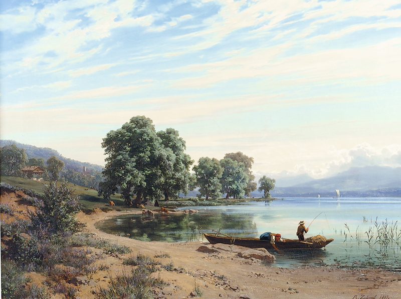 «Uferlandschaft am Vierwaldstättersee bei Meggen» – 1855 – Robert Zünd