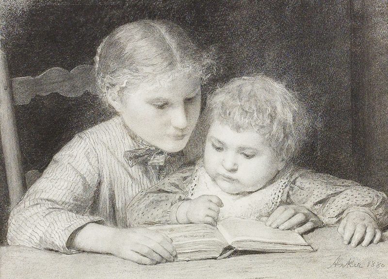 «Geschwisterpaar mit Buch» – 1880 – Albert Anker