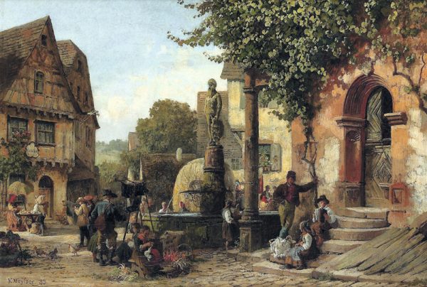 Gloggner Kunstauktionen | «Markt in einer Kleinstadt» – 1883 – Karl Weysser