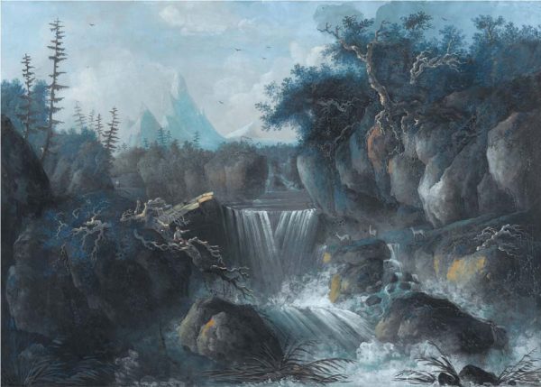 Gloggner Kunstauktionen | «Ein Paar Landschaften mit Wasserfällen» – 1796 – Louis Bélanger