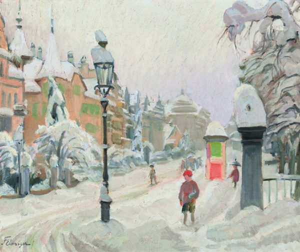 Gloggner Kunstauktionen | «Pilatusstrasse im Winter» – Franz Elmiger